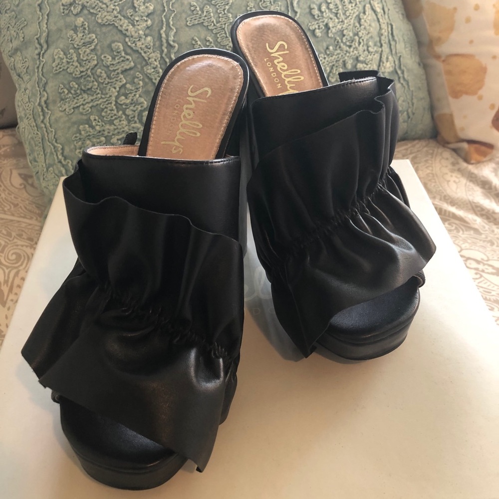 Black platform mules